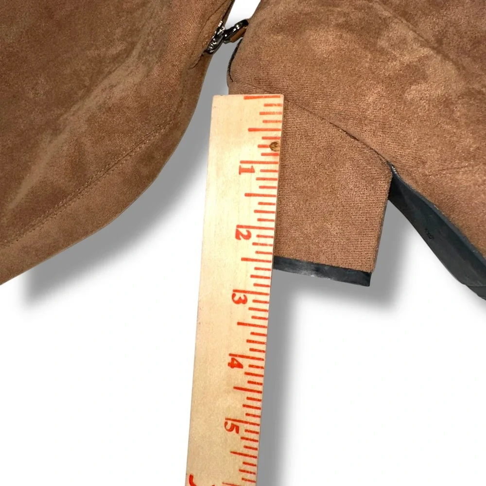 Tan Faux Suede Thigh High Boots Pointed Toe Sexy Over‎ the Knee Size 6.5/37 NEW
